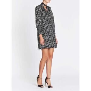 Rebecca Taylor Rue Silk Floral Print Scarf Tie Dress in Black Size 6